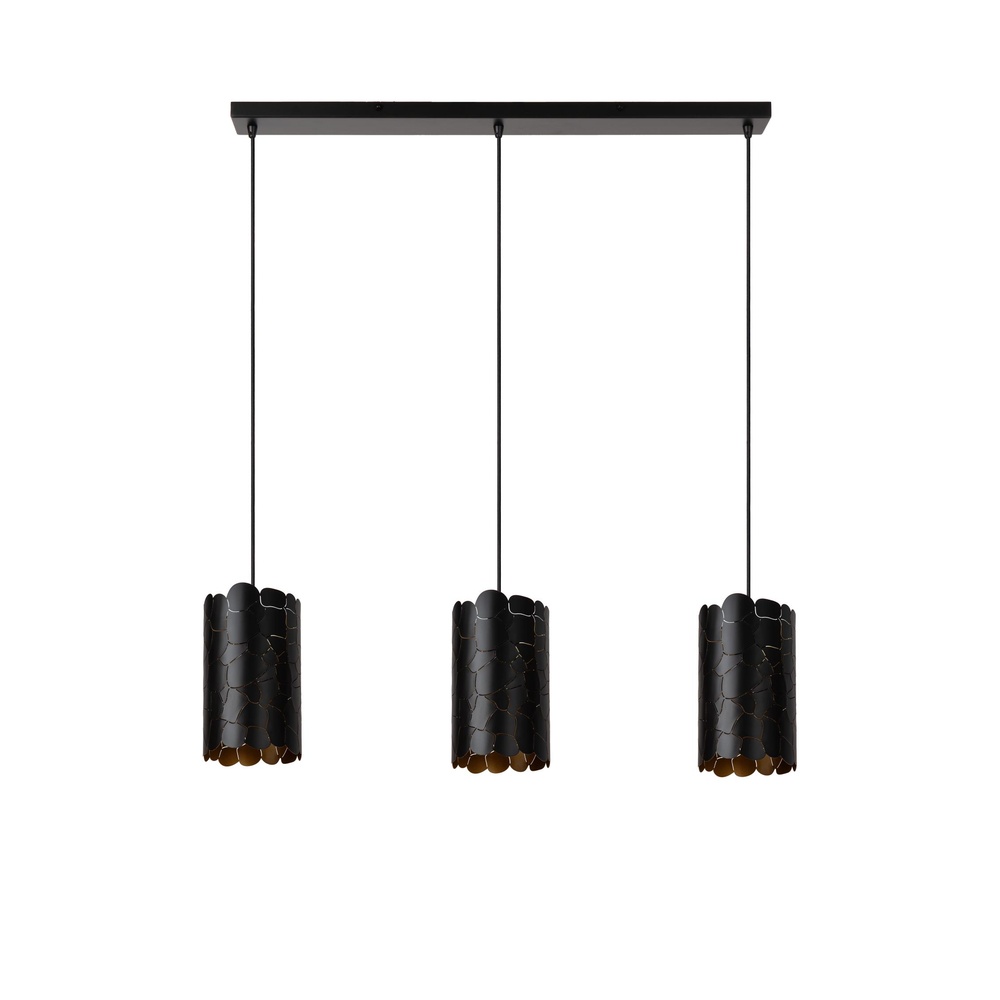 Lucide HanglampAlmelo 3-lichts zwart met gouden binnenkant - 21434/03/30